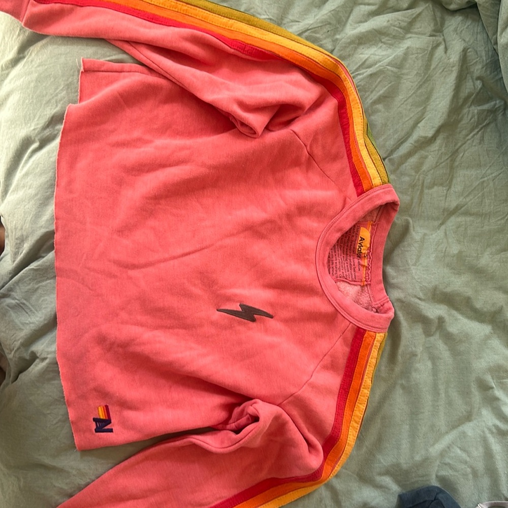 Aviator Nation Pink Sweatshirt Cropped